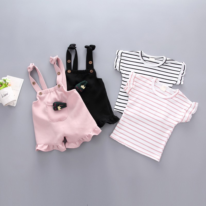 Baju Anak Perempuan Import Striped - Setelan Anak Perempuan Celana Kodok Jumpsuit Umur 1 2 3 4 Tahun