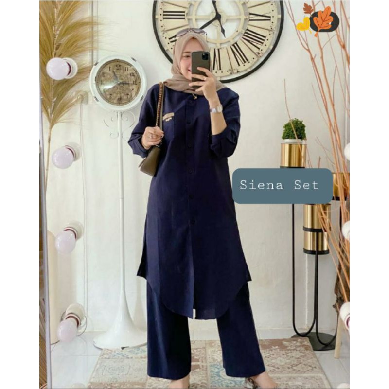 Siena Stelan / Setelan Tunik Kekinian / Set Tunik + Celana / Long Tunik + Celana Semi Kulot / Tunik 