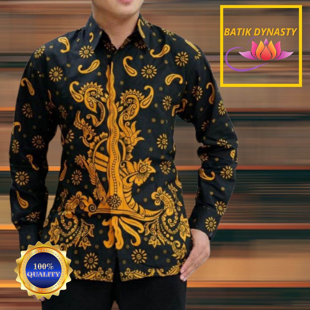 KEMEJA BATIK PRIA KERIS KUNING MUSTRAD LENGAN PANJANG SLIMFIT DAN REGULER 3XL KEMEJA BATIK EXCLUSIVE