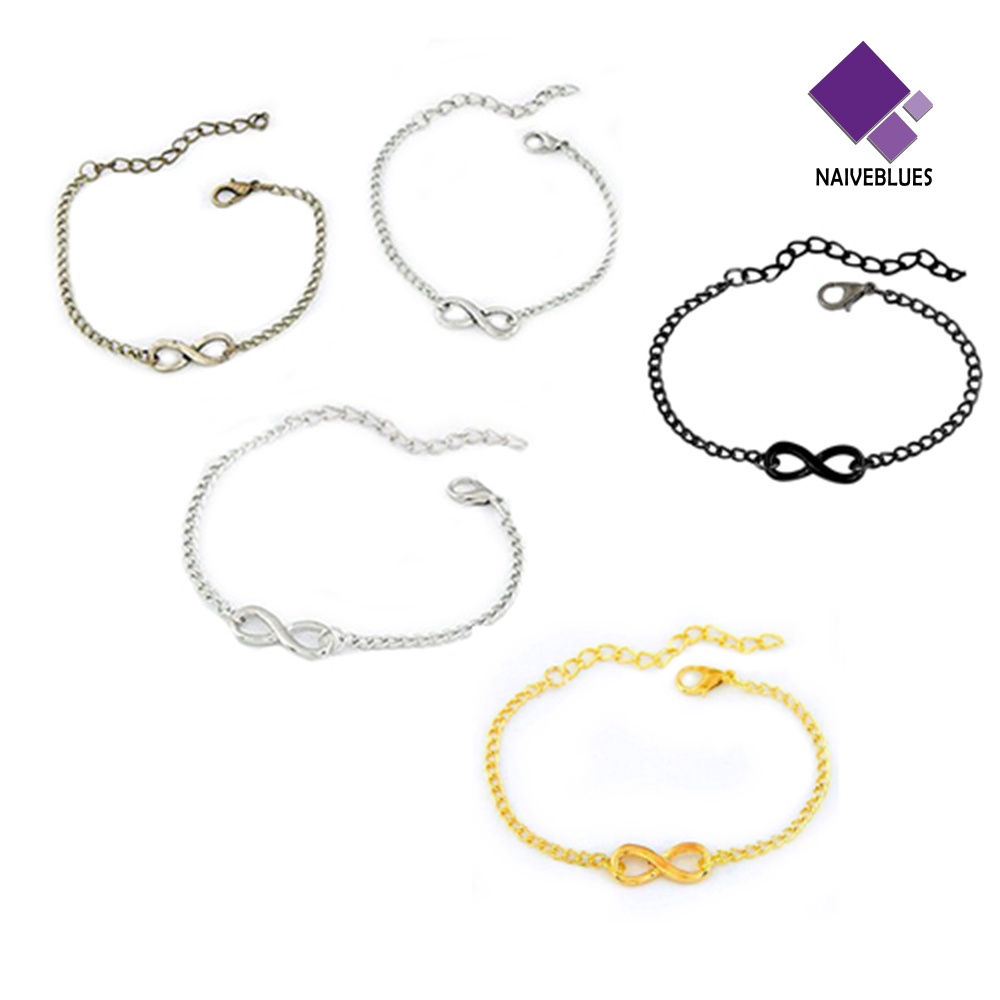 Naiveblue &gt; Gelang Tangan Rantai Adjustable Motif Infinity Bahan Metal Gaya Punk Untuk Wanita