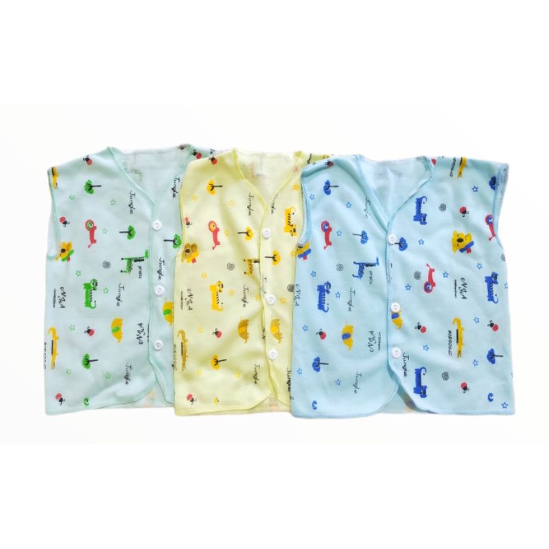 Isi 3 Baju Singlet Warna Motif Atasan Kutung Bayi Lucu SNI anti Alergi