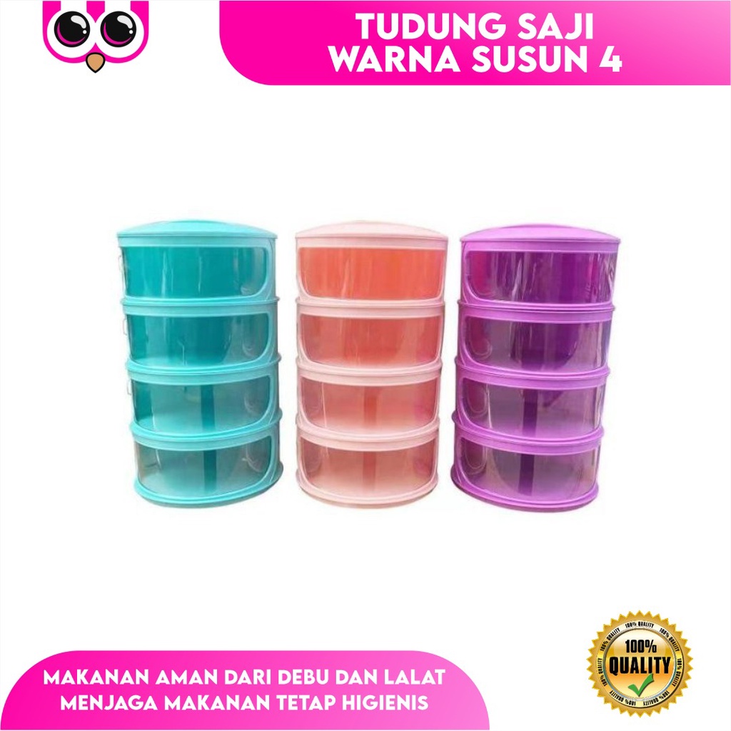 [ WARNA ] TUDUNG SAJI SUSUN 4  / RAK PENUTUP MAKANAN 4 SUSUN / WADAH PENUTUP MAKANAN