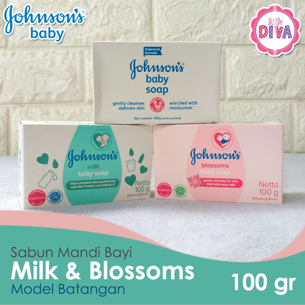 Johnson's Baby bath Soap Blossoms Milk sabun mandi bayi batangan 100gr ens