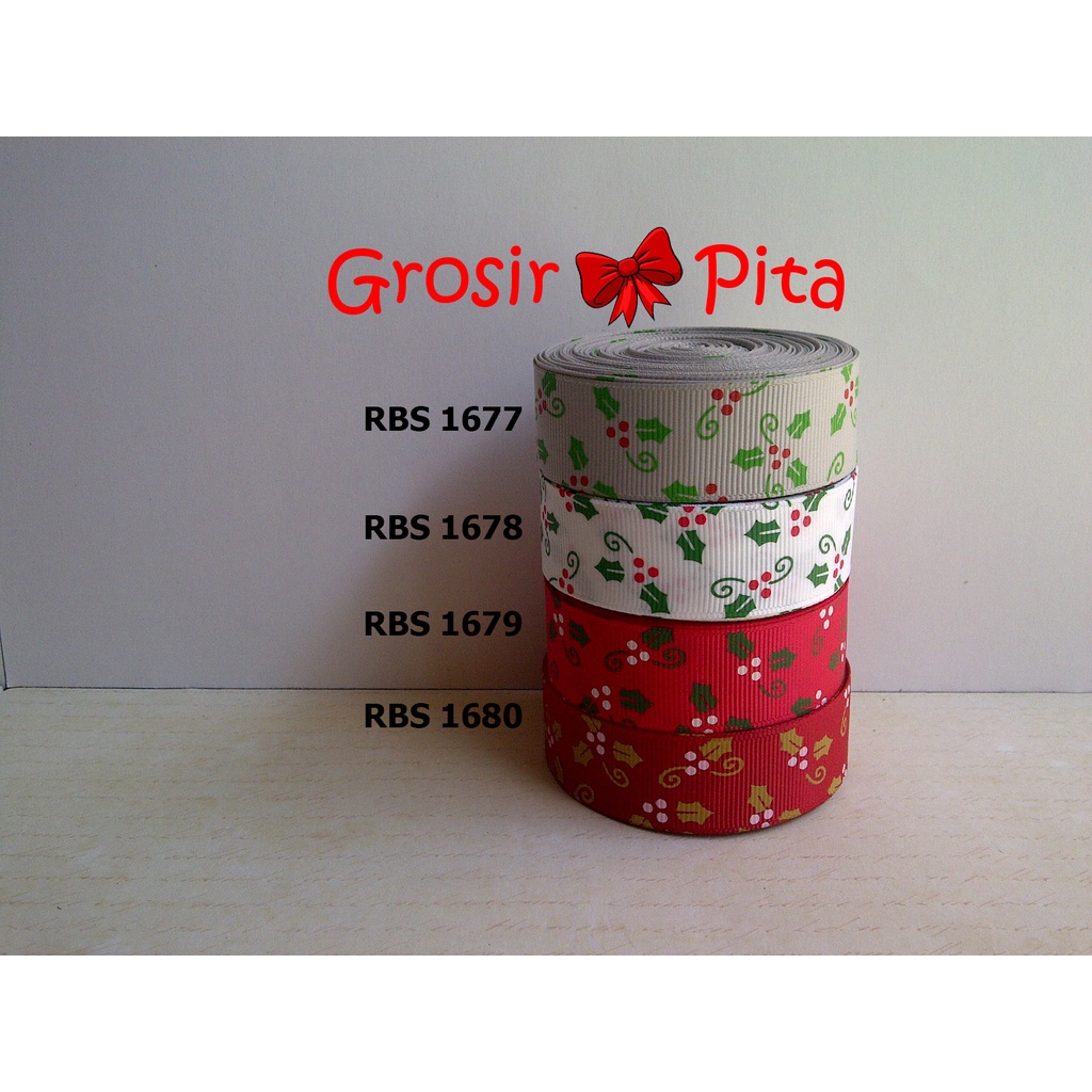 

(25 yard) Pita Grosgrain Motif Natal RBS 1677,1678,1679,1680 | Pita Christmas | Toko Bahan Craft | Grosir Pita