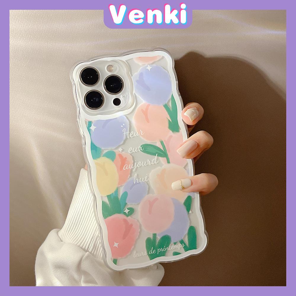 iPhone Case Silicone Soft Case Clear Case Wave Non-Slip Shockproof Camera Full Coverage Protection Tulip Flower For iPhone 13 Pro Max iPhone 12 Pro Max iPhone 11 iPhone 7 Plus