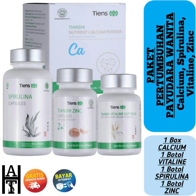 Tiens /Tianshi Pertumbuhan Payudara Wanita /Calcium, Spirulina, Vitaline, Zinc