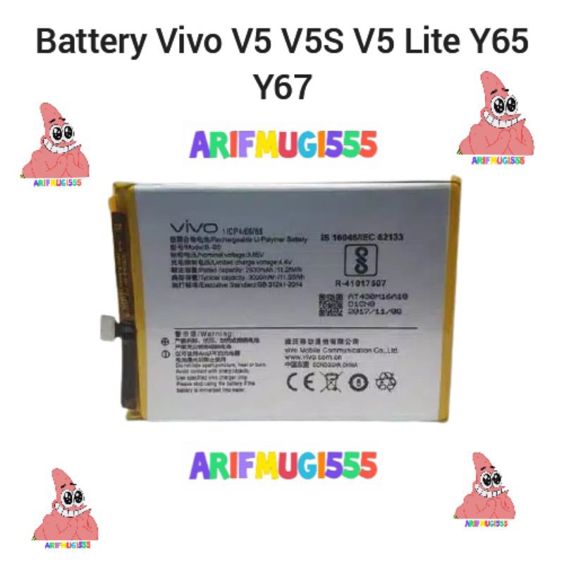 BATTERY BATERAI BATRAI BATU BATRE VIVO V5S V5 LITE V5 Y65 Y67 BB2 ORIGINAL