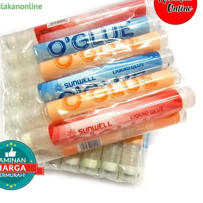 

New! LEM KERTAS SUNWELL OGLUE / Lem Cair / Water Glue OGlue 1 pak isi 12 Pcs ..