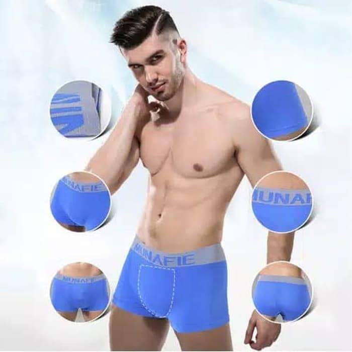 Celana Dalam BOXER Munafie Cowok Pria Low Waist Segi Empat BAHAN LEMBU