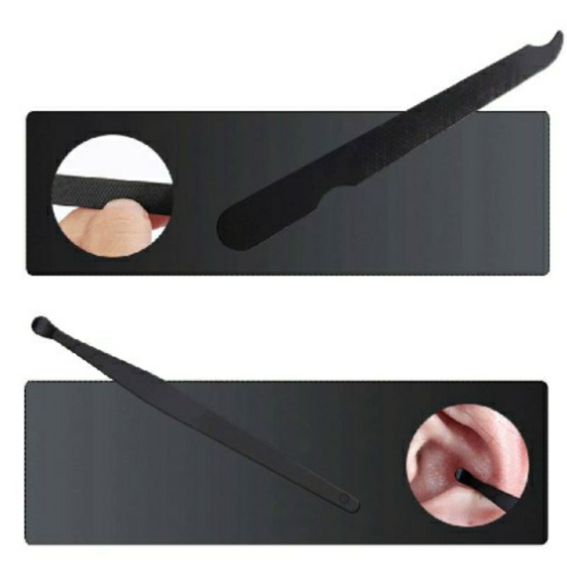 gunting kuku set stainless steel warna hitam manicure pedicure original bayi kucing cantengan miring murah 7 in 1 dompet motif