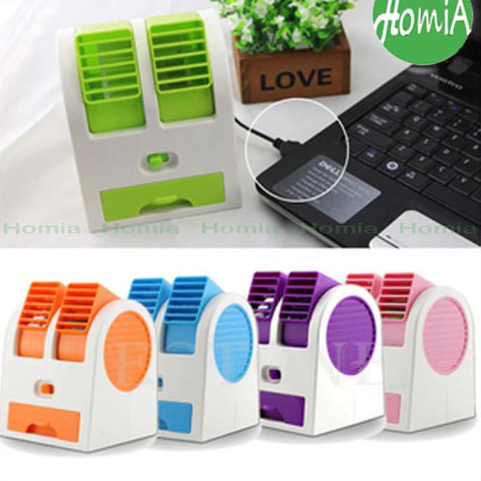Ac Duduk Double Mini Fan Ac Portable Double Blower Kipas Mini Usb