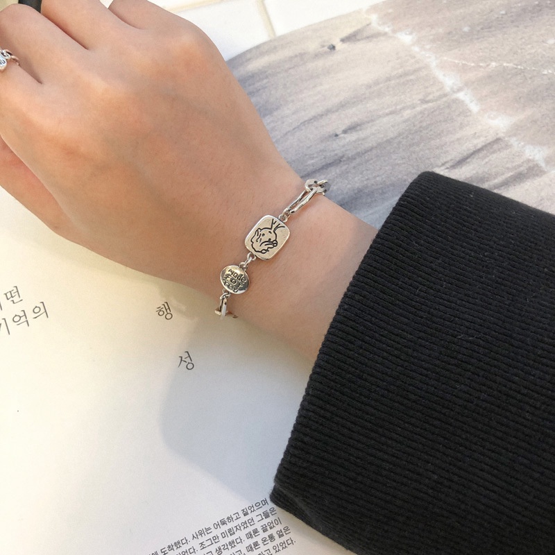 AY(CN) Gelang Tangan Silver Motif Tulisan Lucu Untuk Wanita