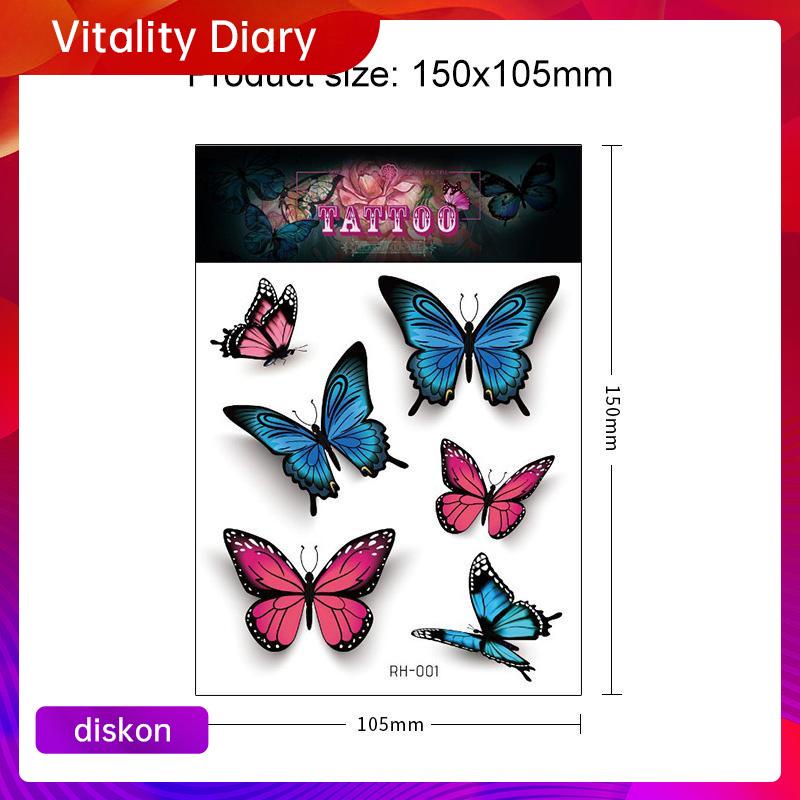【COD❤️】Stiker Tato Kupu-kupu 3D Tahan Air Kecil Segar Pergelangan Tangan Klavikula Stiker Tato Lucu 