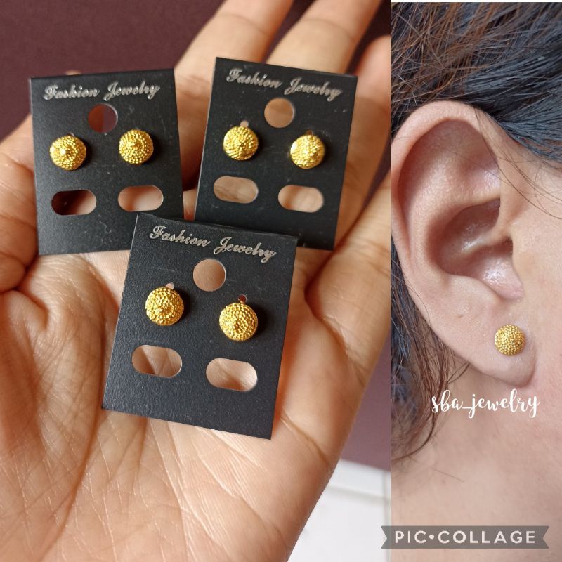 giwang tusuk alpaka lapis emas bali