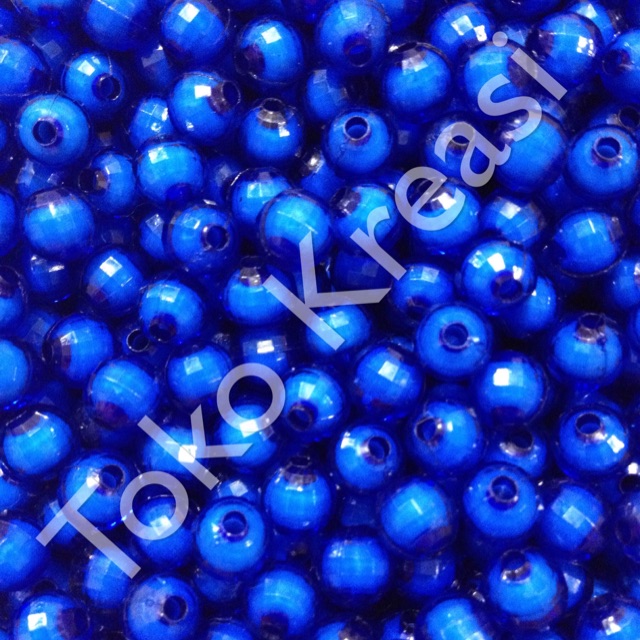 Mote / Manik lampion isi 8mm warna biru tua