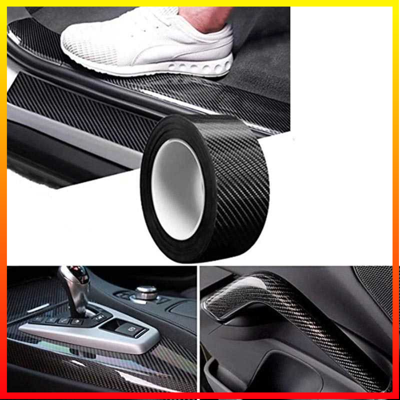 Stiker Pelindung Pintu Pijakan Kaki Handle Bumper Mobil Carbon Fiber Tape 70 mm x 3 m SEAMETAL - 7RRSHSBK