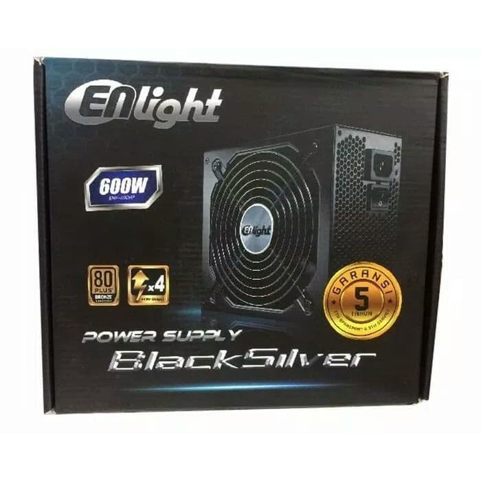 Enlight Black Silver PSU 600W 80+ Bronze