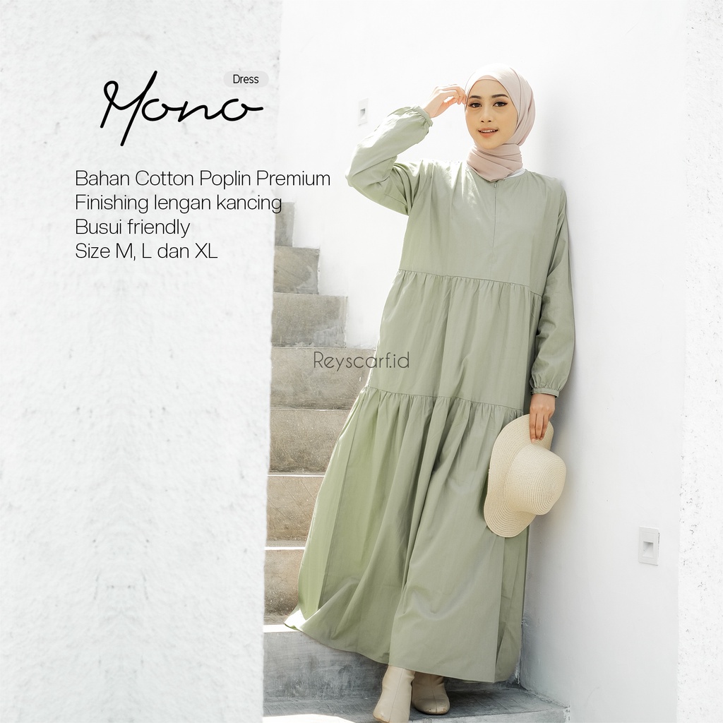 Mono Dress By Reyscarf.id Bahan Katun Poplin Premium - Dress Dewasa Elegant Adem Nyaman Dipakai - Bisa COD-PART2