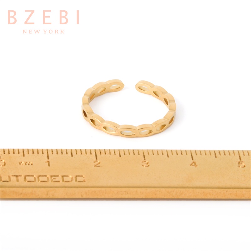 Bzebi Cincin Emas 18k Model Terbuka Anti Karat Gaya Korea 1033r Untuk Wanita