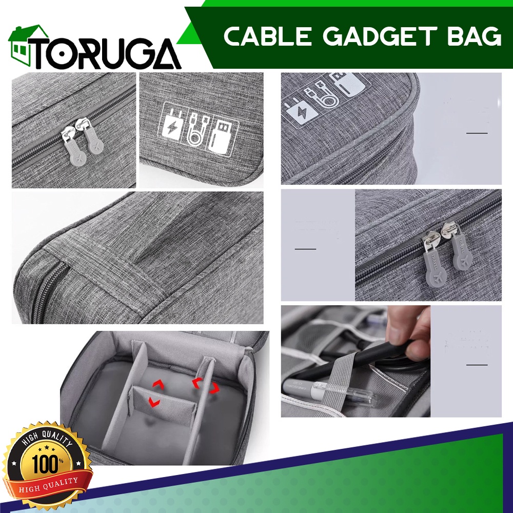 TRAVEL POUCH ORGANIZER CABLE GADGET BAG TAS KABEL CHARGER USB HP IPAD