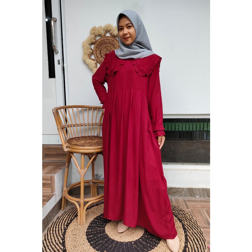 Gamis Alana Terbaru / Gamis Rayon Polos Krah / Gamis Rayon Premium