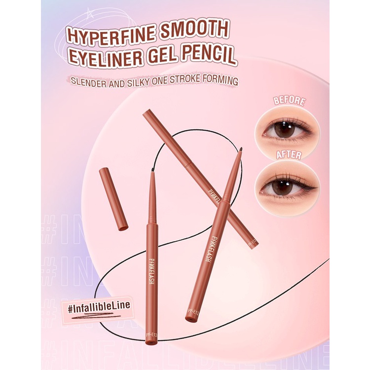 ★ BB ★  PINKFLASH Pro Touch Pencil Eyeliner - InfallibleLine Hyperfine Smooth Gel Eyeliner - Waterproof - PINK FLASH - PF E13