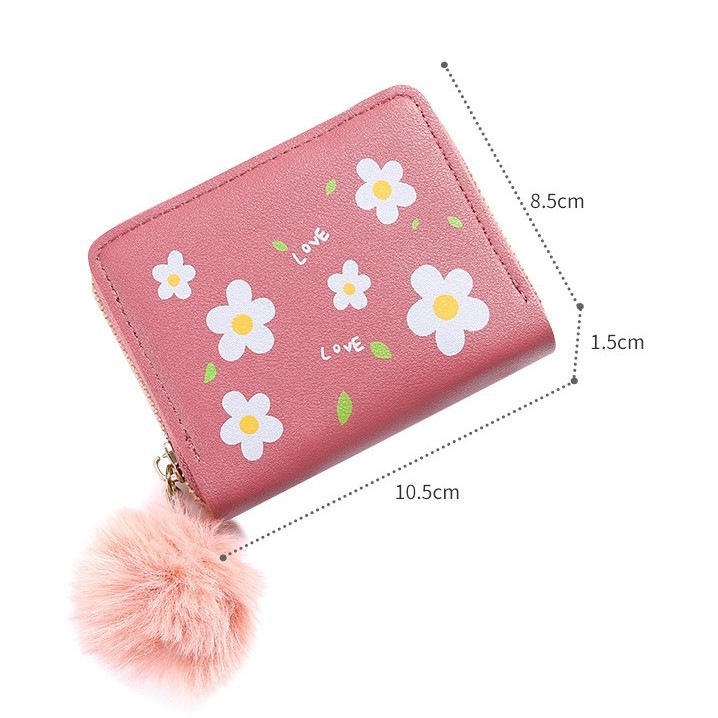 GO! DL382 Dompet Wanita Kecil Motif Bunga Daisy Dompet Kecil Wanita import gantungan bulu cod