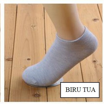 DODORY D060 Kaos Kaki Polos Wanita KaosKaki Spandek Pendek Korea Murah Short Socks-Biru Tua