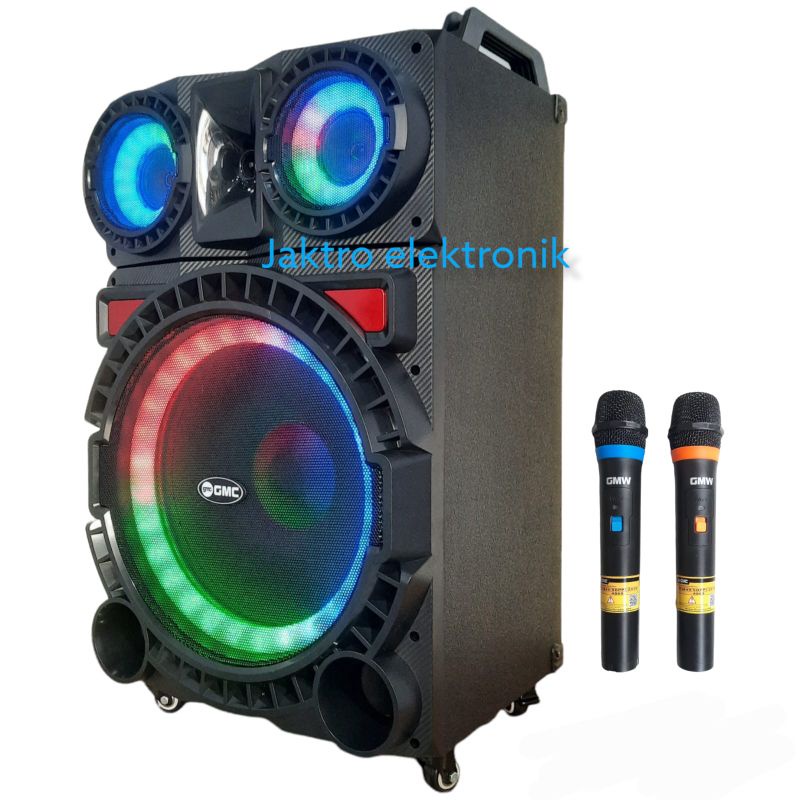 Speaker Bluetooth Karaoke GMC 899K 15inch Plus 2 Mic Wirelles