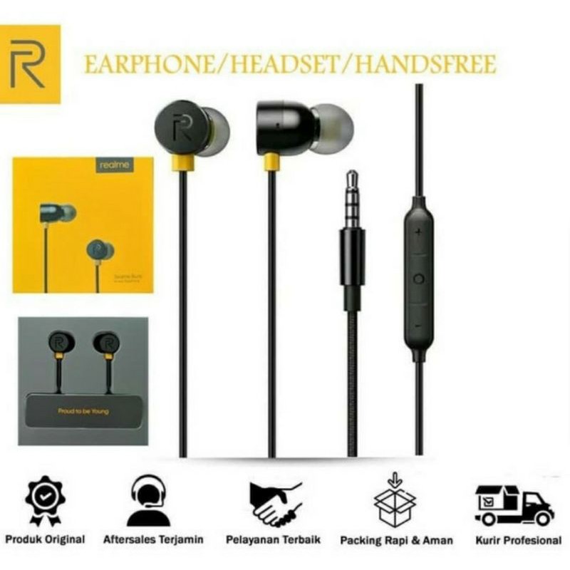 Handsfree Earphone Headset Realme M10 Buds jack 3.5mm Original 100%