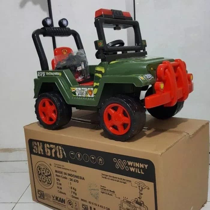 Mainan Mobil Dorong Anak Mainan Ride On Jeep Tentara Besar SK 670 Fitur Suara Sirine Lampu dan Tongkat Dorongan