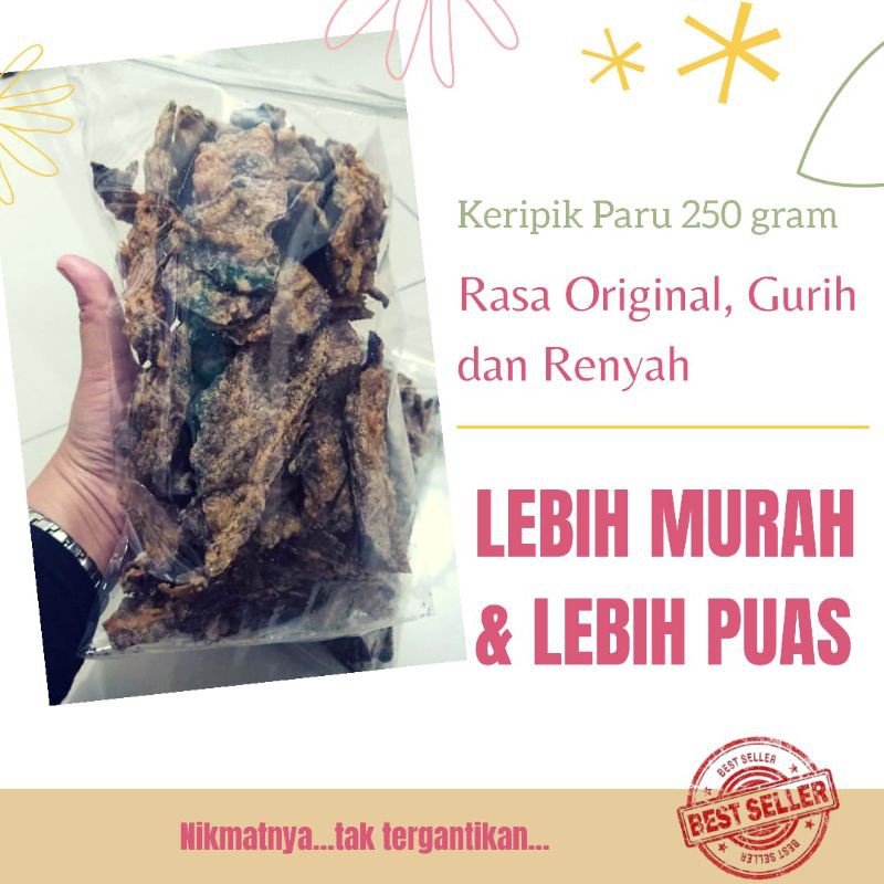 

KERIPIK PARU 250 GRAM // USUS CEKER SINGKONG ABON JENGKOL TALAS SEBLAK BASO ACI KERIPIK KACA RAMBAK