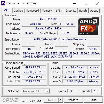 Processor AMD FX 4100 3.6GHz