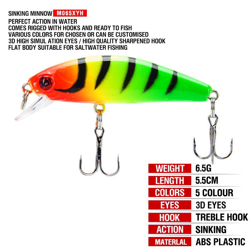 ( MS12 ) Umpan pancing minnow sinking 5.5 cm / 6.5 gram