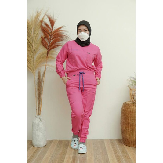 JUMBO | Scrub | Baju Jaga | Baju OK | Baju Medis | Scrub Medis | ANTI AIR Unisex | Lengan Panjang | Model celana jogger