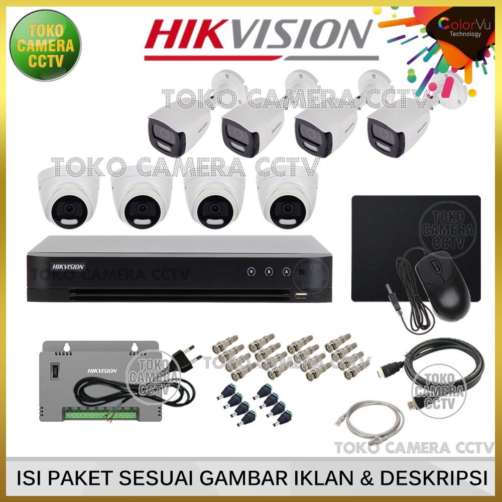 PAKET CCTV HIKVISION COLORVU 5MP 8 CHANNEL 8 KAMERA