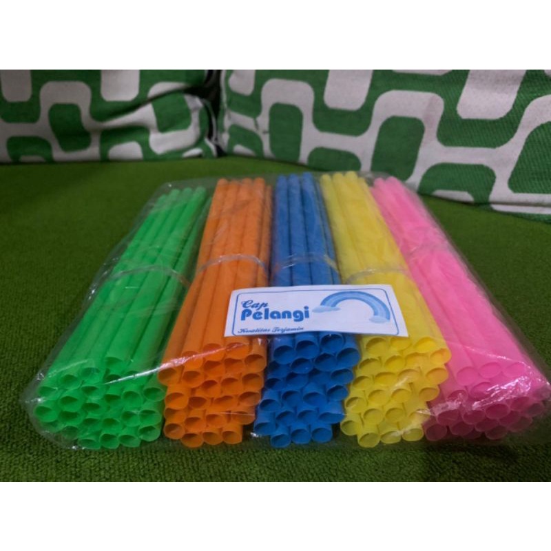 Sedotan Teh Pop Ice Warna Warni Plastik Warung