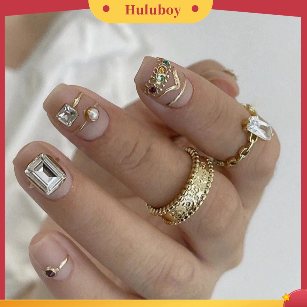 Huluboy Huluboy♡ 1 Set Ornamen Kuku 3D Bahan Metal Tahan Karat Untuk Manicure Charms