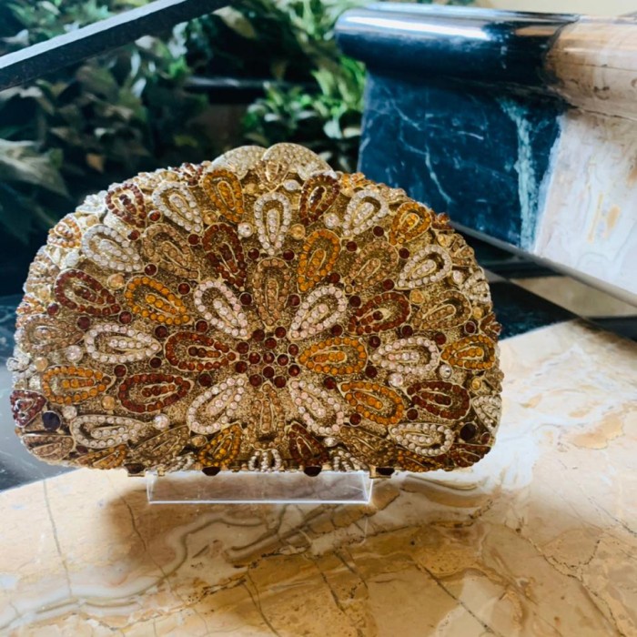 ROSSINI-Tas pesta swarovski / Clutch swarovski Tas swarovski Coklat A