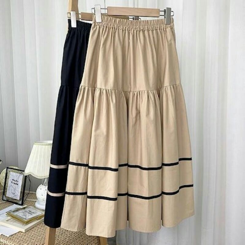 Skirt Panjang Korea Aligata Rok Premium Wanita Remaja Dewasa Kekinian Pinggang Karet Terbaru
