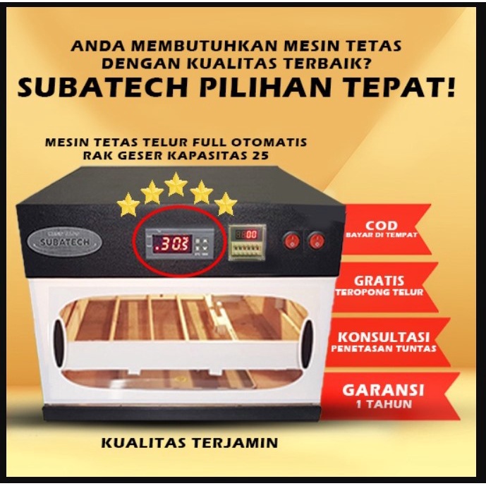 Mesin Tetas Telur Full Otomatis Penetas SUBATECH RG 25 30