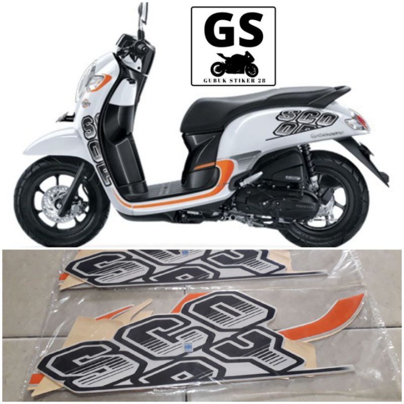 STRIPING STIKER LIS BODY MOTOR HONDA SCOOPY TAHUN 2017 PUTIH