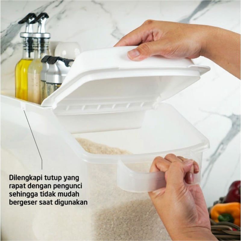 Dispenser Beras Jumbo 20Kg Technoplast Rice Keeper Rice Box Wadah Beras Tempat Beras Kapasitas 20Kg