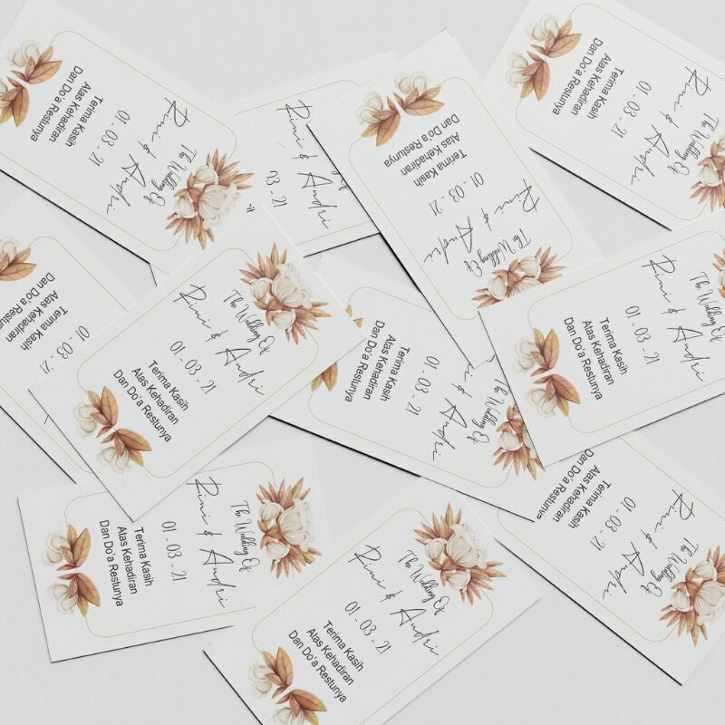 Kartu Ucapan Hangtag Tukar Souvenir Pernikahan ukuran 3x4 cm