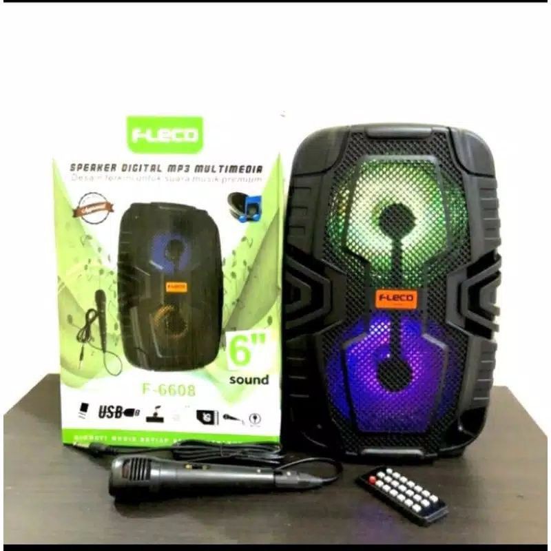 Speaker Bluetooth Karaoke Fleco F-6608 Digital Multimedia Super Bass Banget