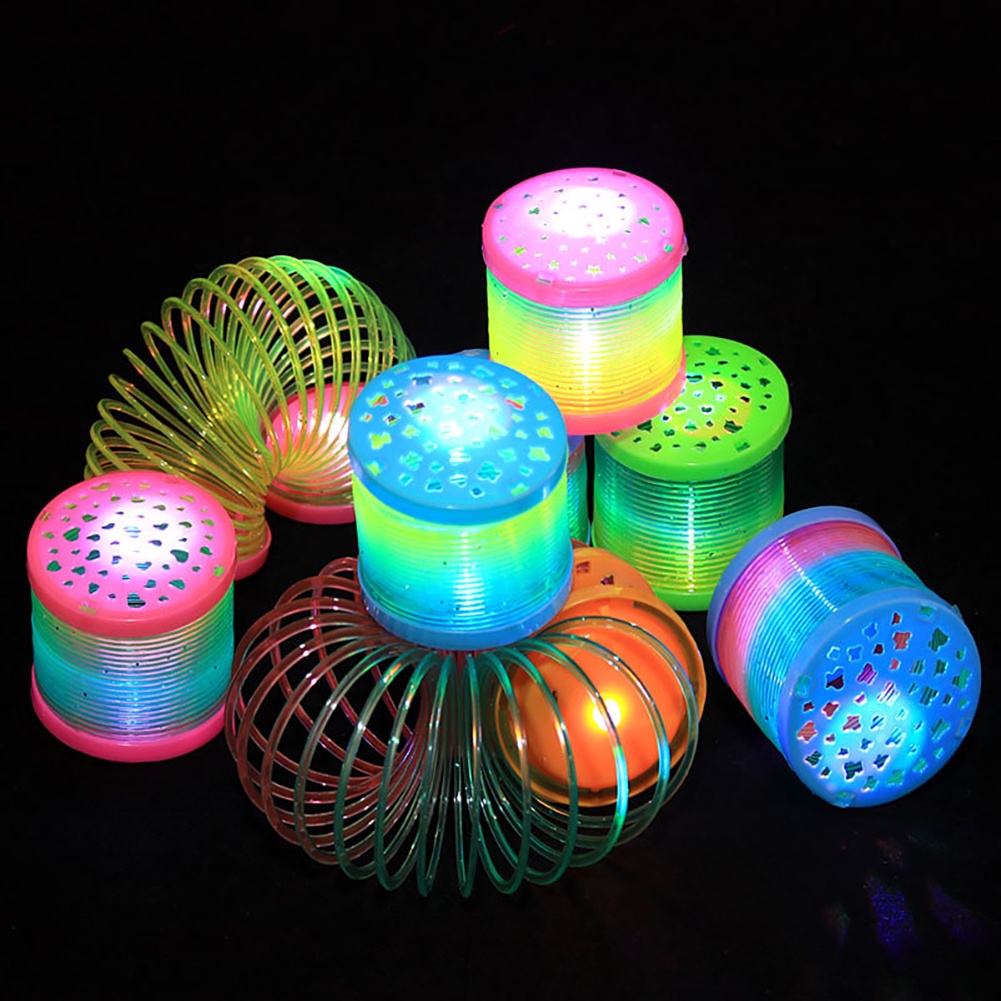 (Tk) 1pc Mainan Per Slinky Warna Pelangi Glow In The Dark Untuk Anak