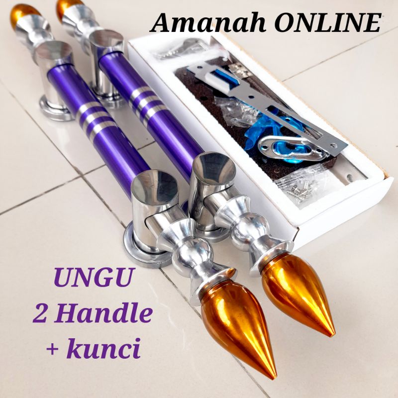 Fullset Kunci rumah / Handle pintu rumah stainless 45cm ungu