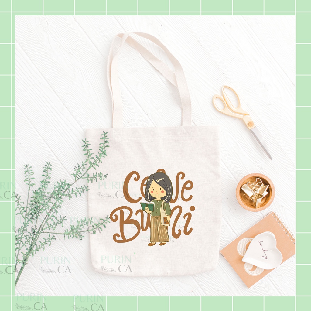 Tote bag / Tas Serut Kanvas Gambar Cewe Kue Bumi dan Mamba HYPE