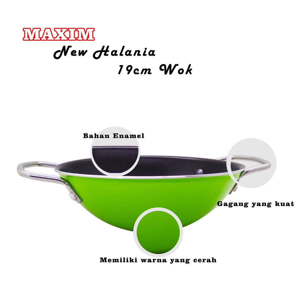 Maxim New Halania Mie Wok 19 cm + Piring Kaca