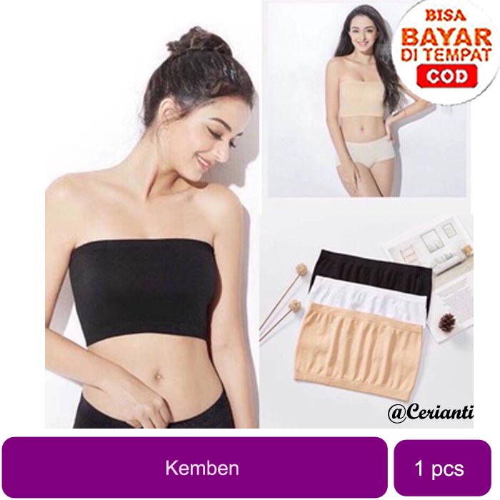 Bra Kemben BH Tanpa Kawat Polos Strapless Fashion Wanita Polos Murah_Cerianti